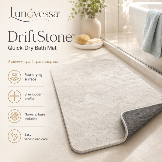 Lunovessa™ DriftStone Quick-Dry Bath Mat, Diatomite-Style Stone Bathroom Mat with Removable Non-Slip Base