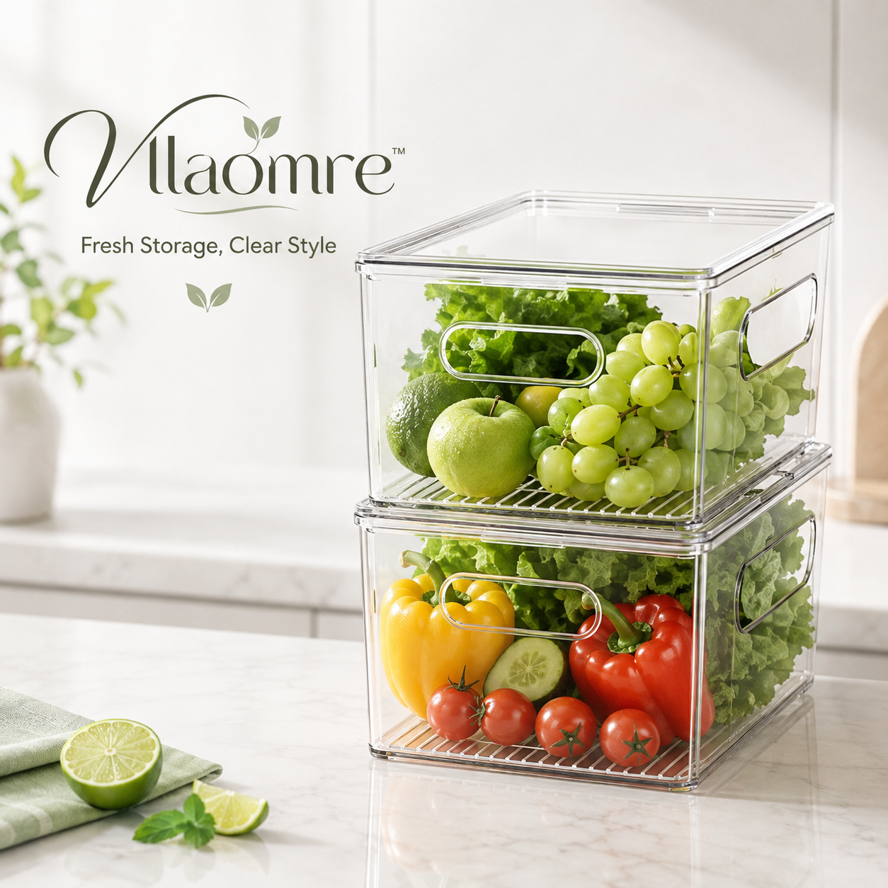 Vllaomre™ Clear Stackable Refrigerator Organizer Bins