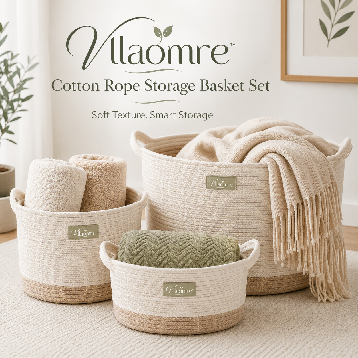 Vllaomre™ Cotton Rope Storage Basket Set